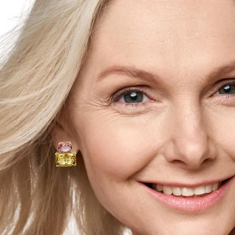 Golden Beryl and Morganite Earrings in 18k Yellow Gold with French Clip Backs