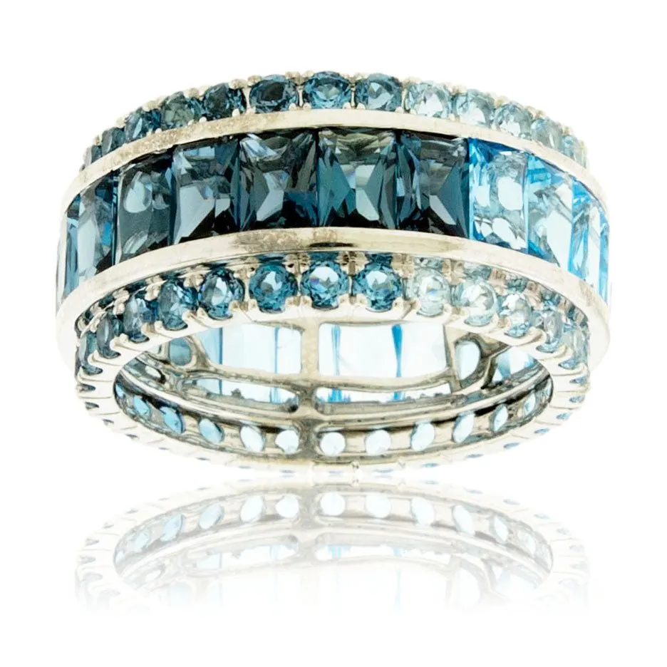 Gradient Blue Topaz Mixed Cut Ring