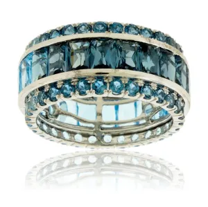 Gradient Blue Topaz Mixed Cut Ring