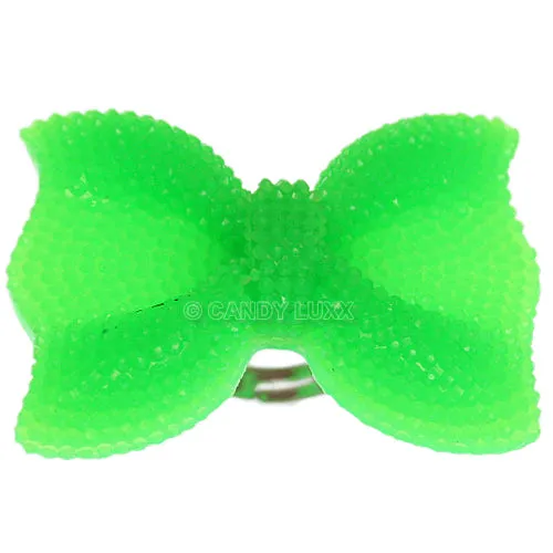 Green Large Adjustable Bow Fashion Ring