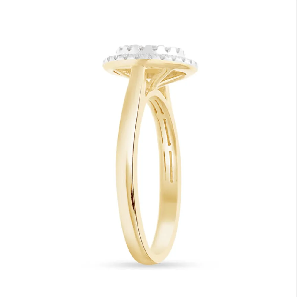 Halo Ring with 1/2ct of Diamonds in 9ct Yellow Gold