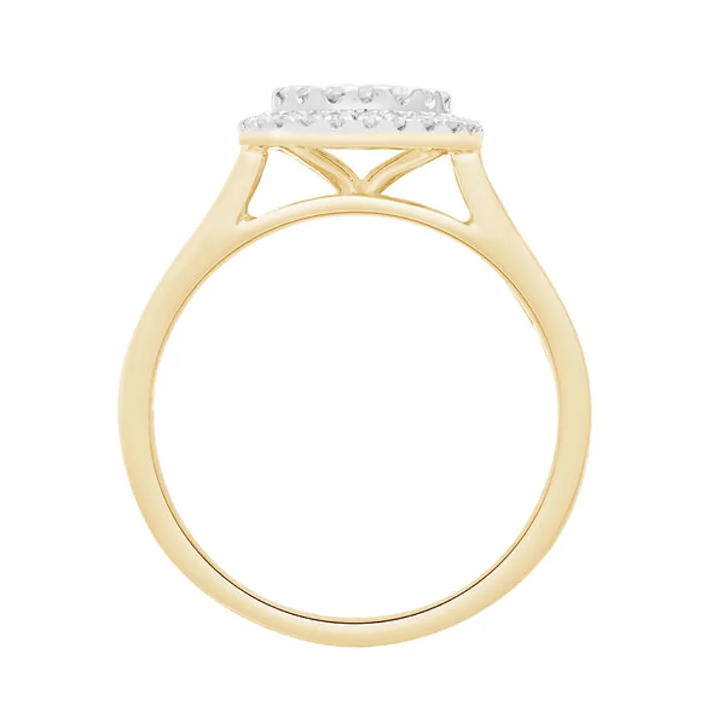 Halo Ring with 1/2ct of Diamonds in 9ct Yellow Gold