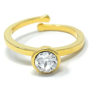 Harley Adjustable Ring with White Clear Round Crystals from Swarovski Gold Plated