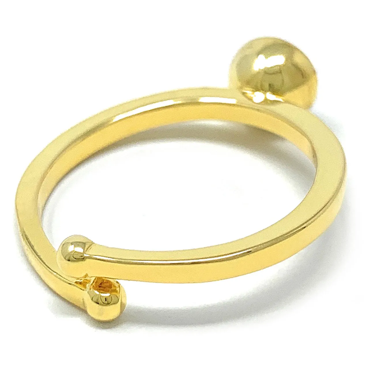 Harley Adjustable Ring with White Clear Round Crystals from Swarovski Gold Plated