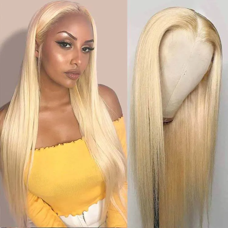Invisible HD Lace 613 Blonde 13x4 Lace Front Straight Human Hair Wig Pre-plucked