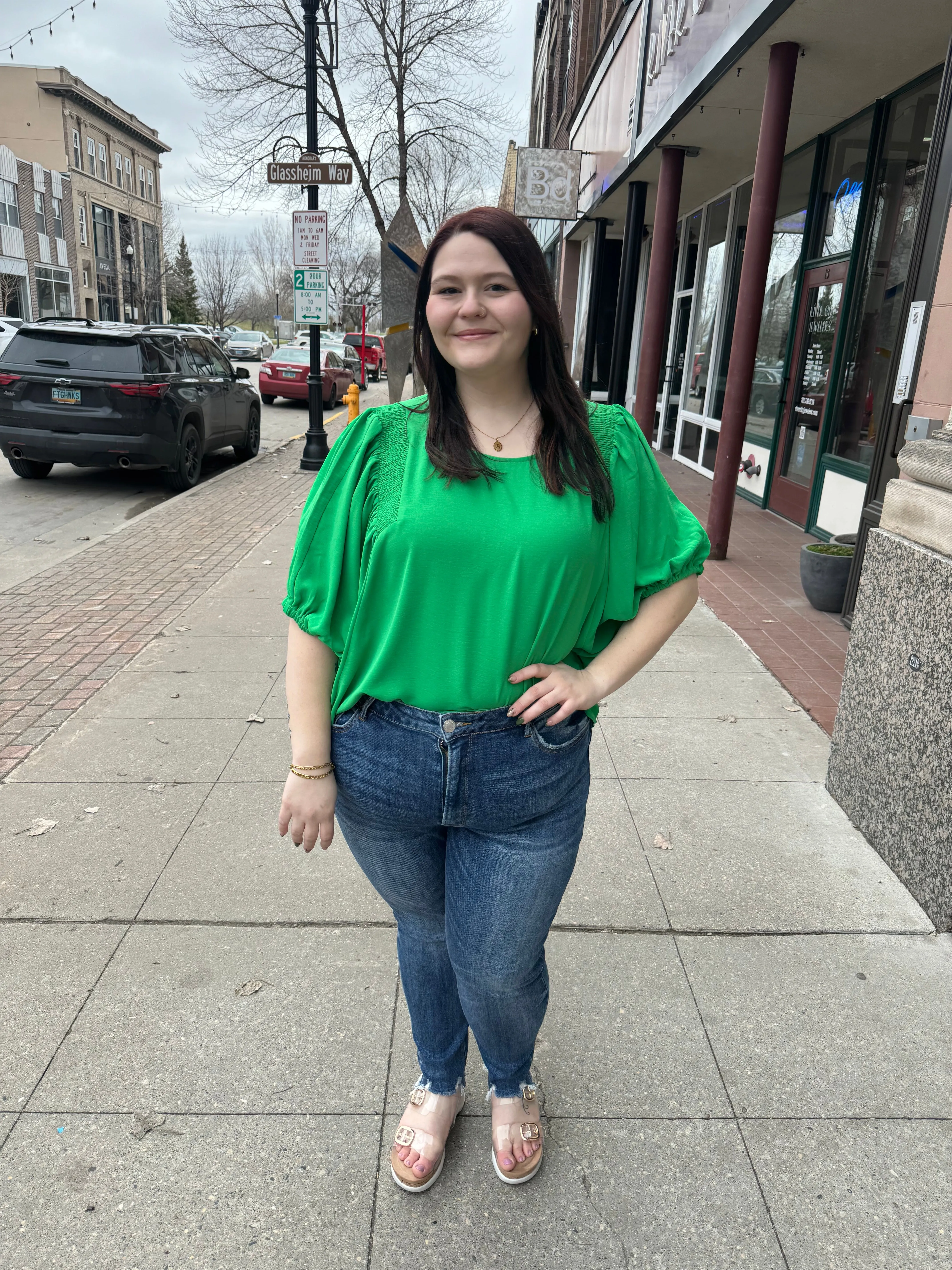 Kelly Green Smocking Top