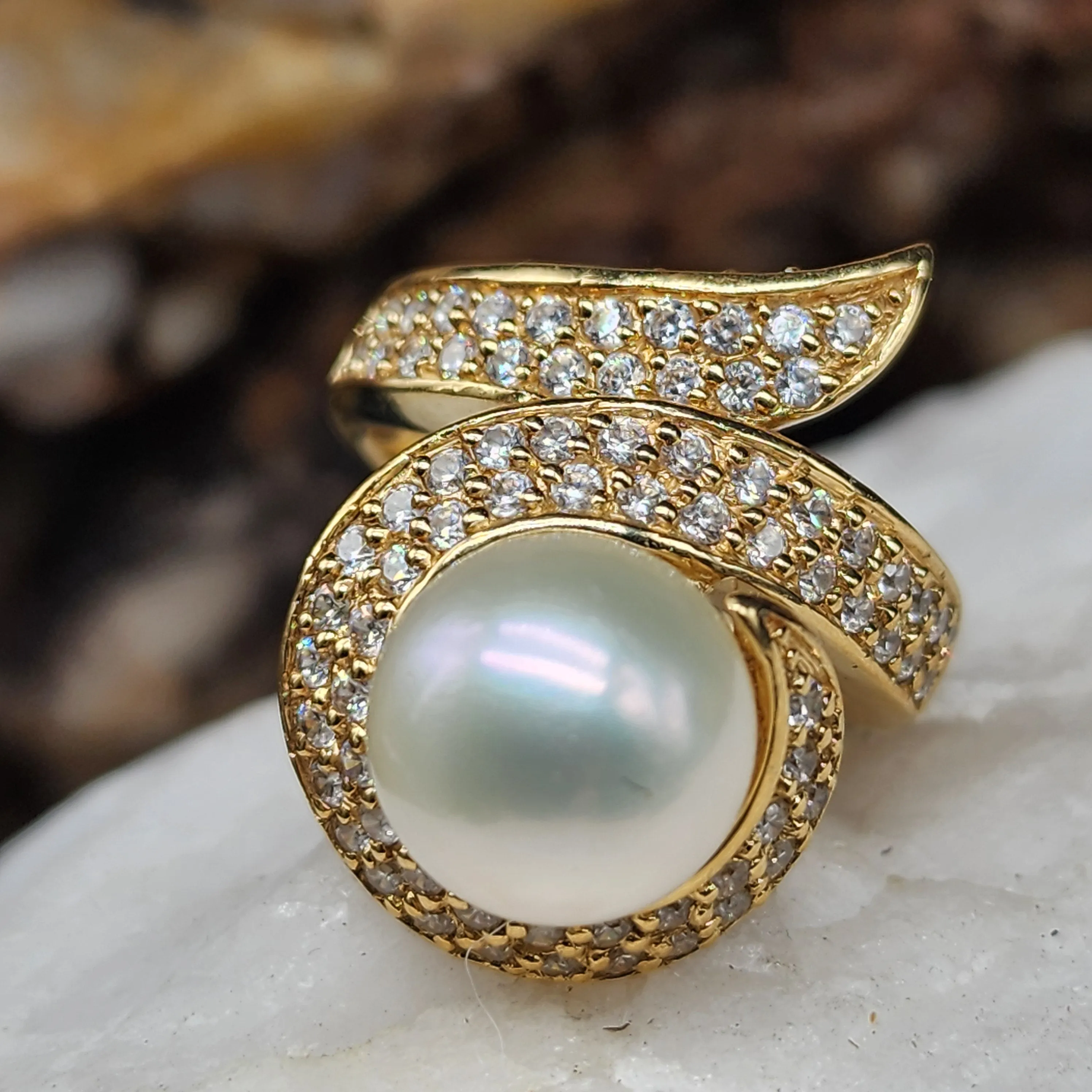 Know Me Better / 8 / Designer Gold Solid 535/ 14k Ring Natural Pearl Stone Hypoallergenic Jewelry Most Popular Jewelry Gift For Women