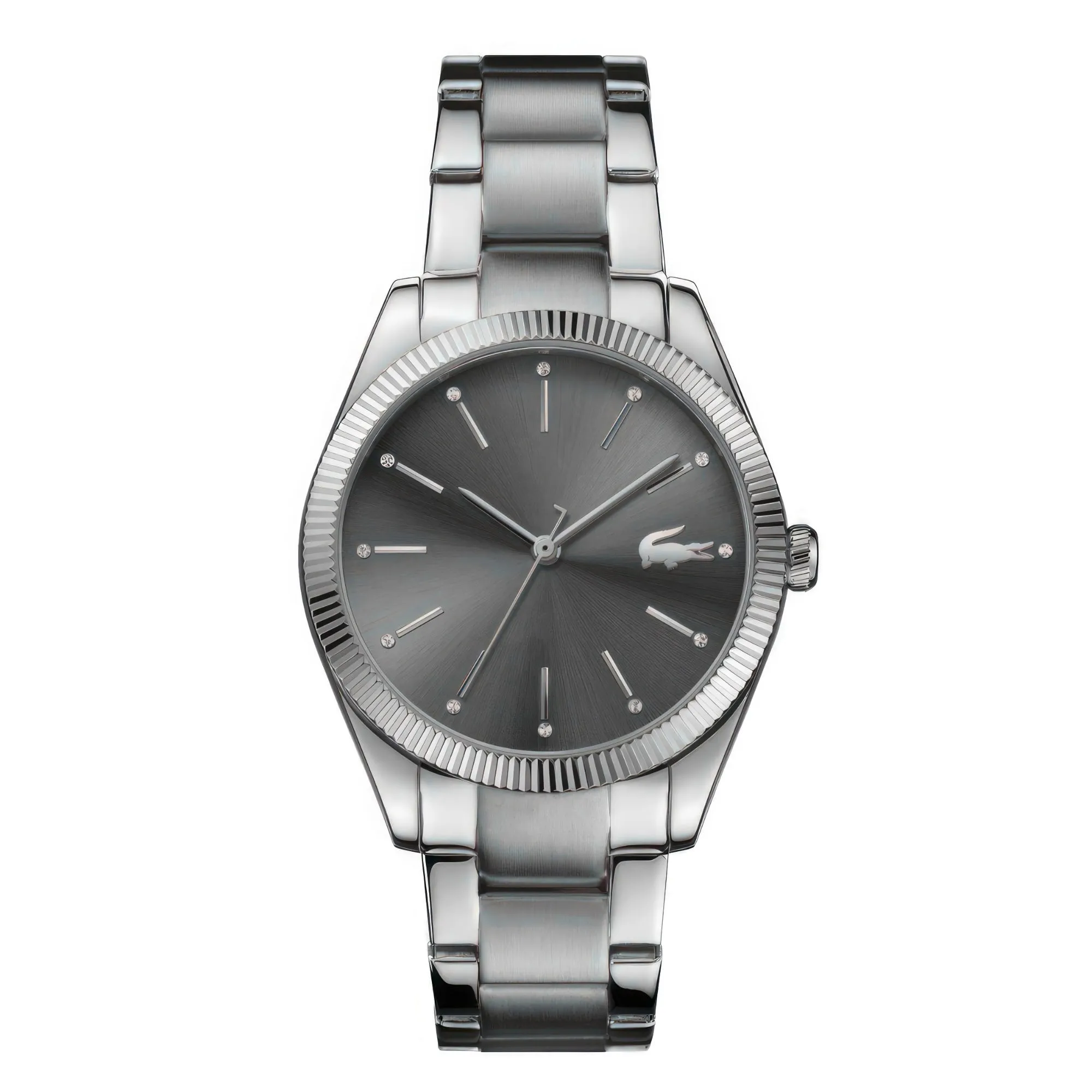 Lacoste Parisienne Ladies Grey Sunray Dial Silver Bracelet Watch