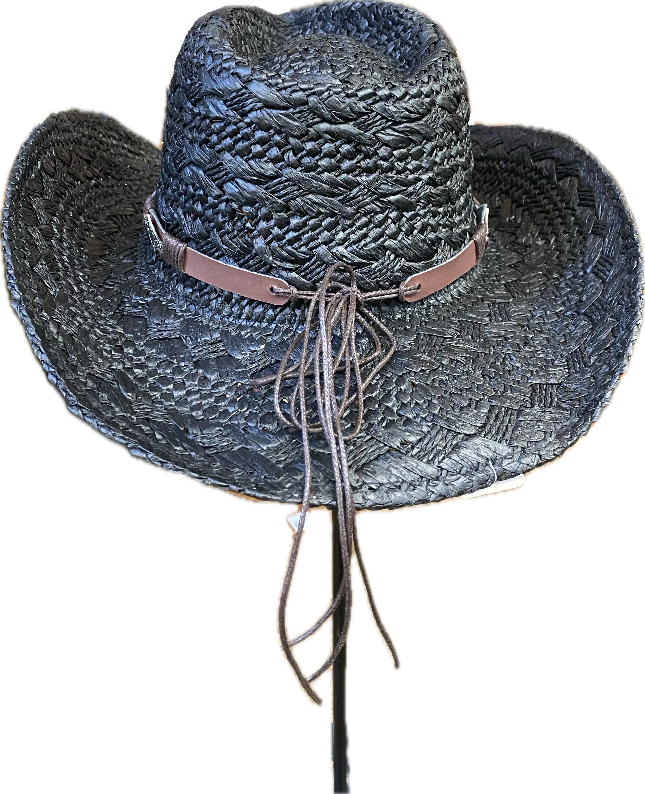 Ladies Black Fashion Western Straw Hat