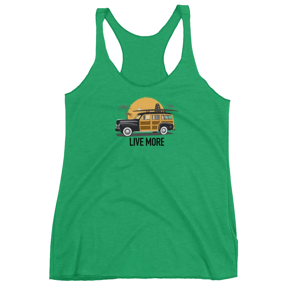 Live More Beach Vibes Women's Racerback Tank