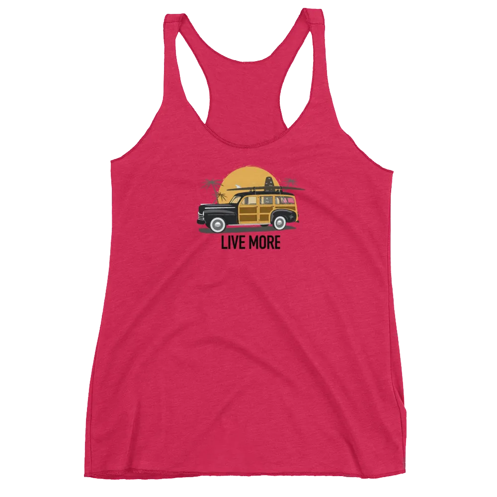 Live More Beach Vibes Women's Racerback Tank