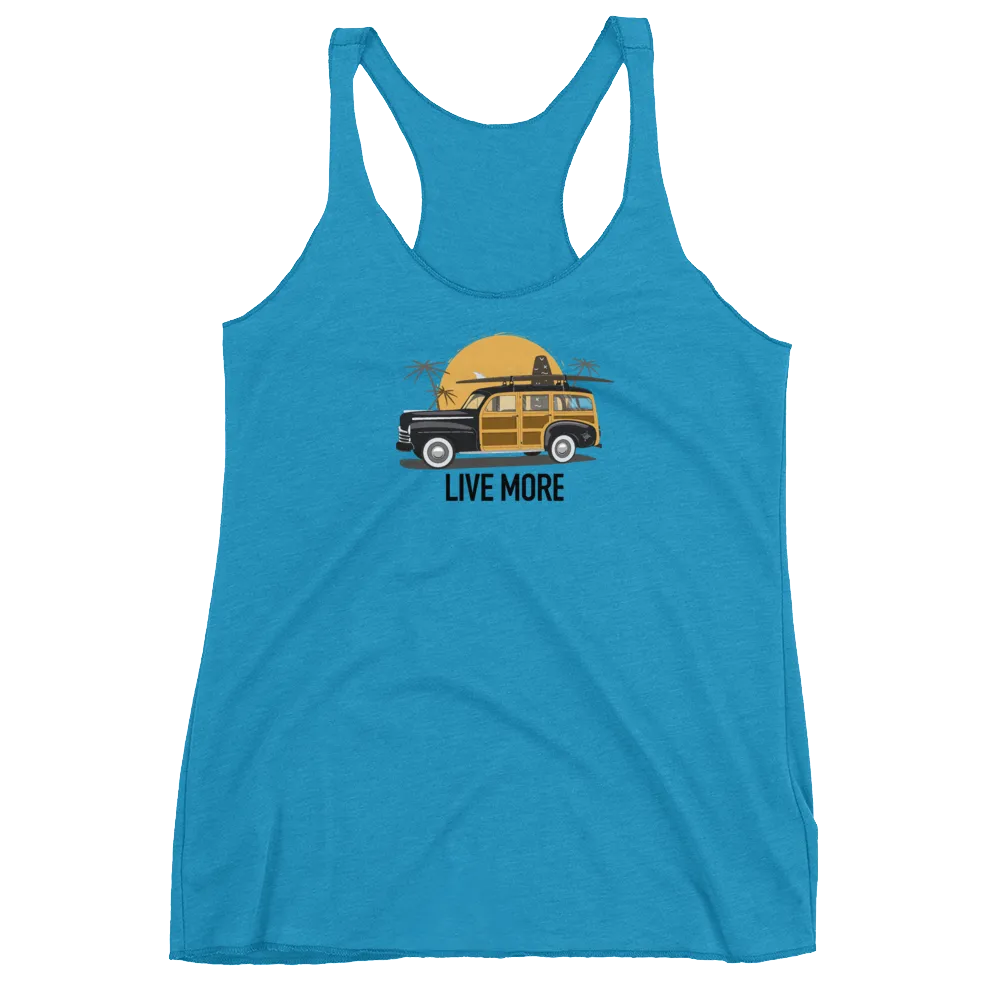 Live More Beach Vibes Women's Racerback Tank
