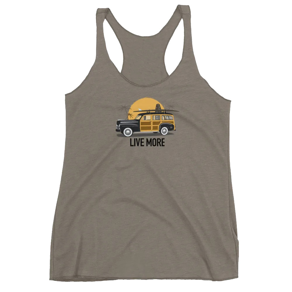 Live More Beach Vibes Women's Racerback Tank
