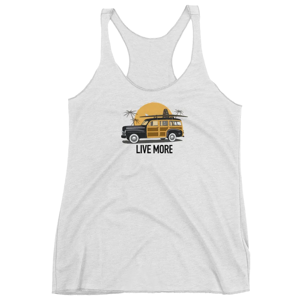 Live More Beach Vibes Women's Racerback Tank