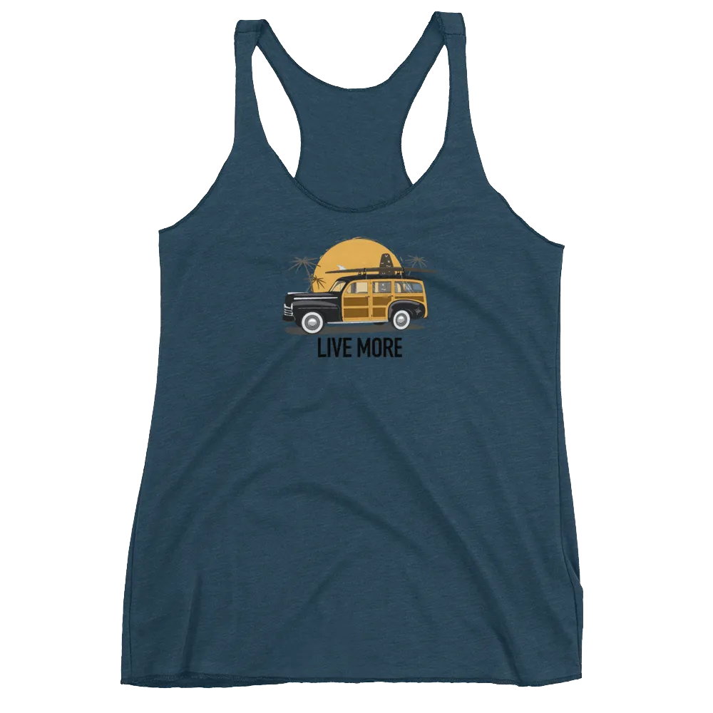 Live More Beach Vibes Women's Racerback Tank