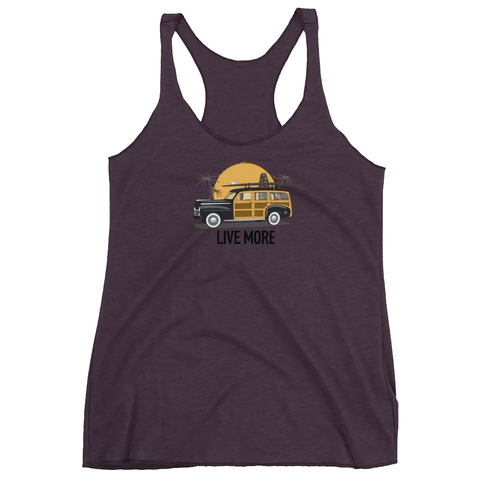 Live More Beach Vibes Women's Racerback Tank