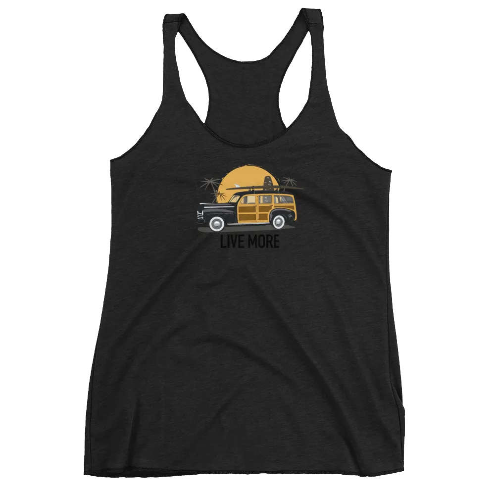 Live More Beach Vibes Women's Racerback Tank