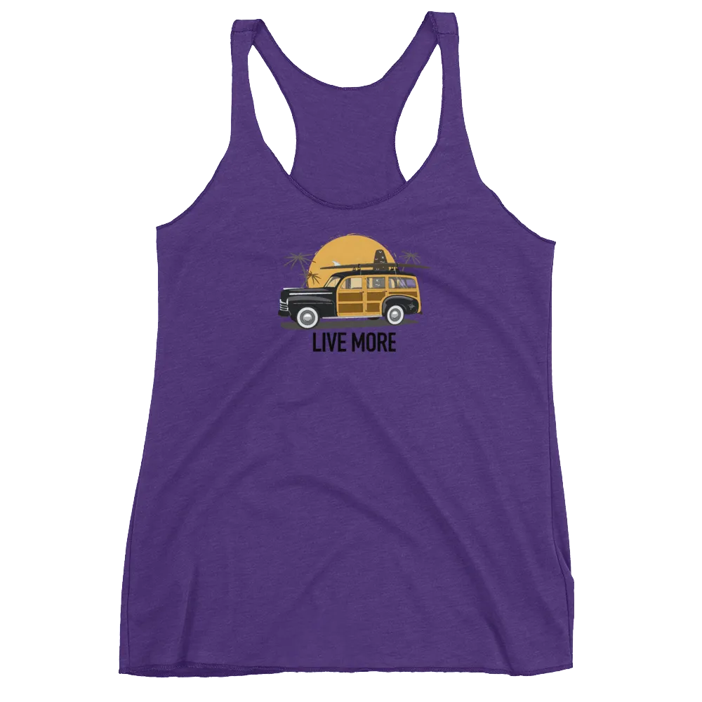 Live More Beach Vibes Women's Racerback Tank