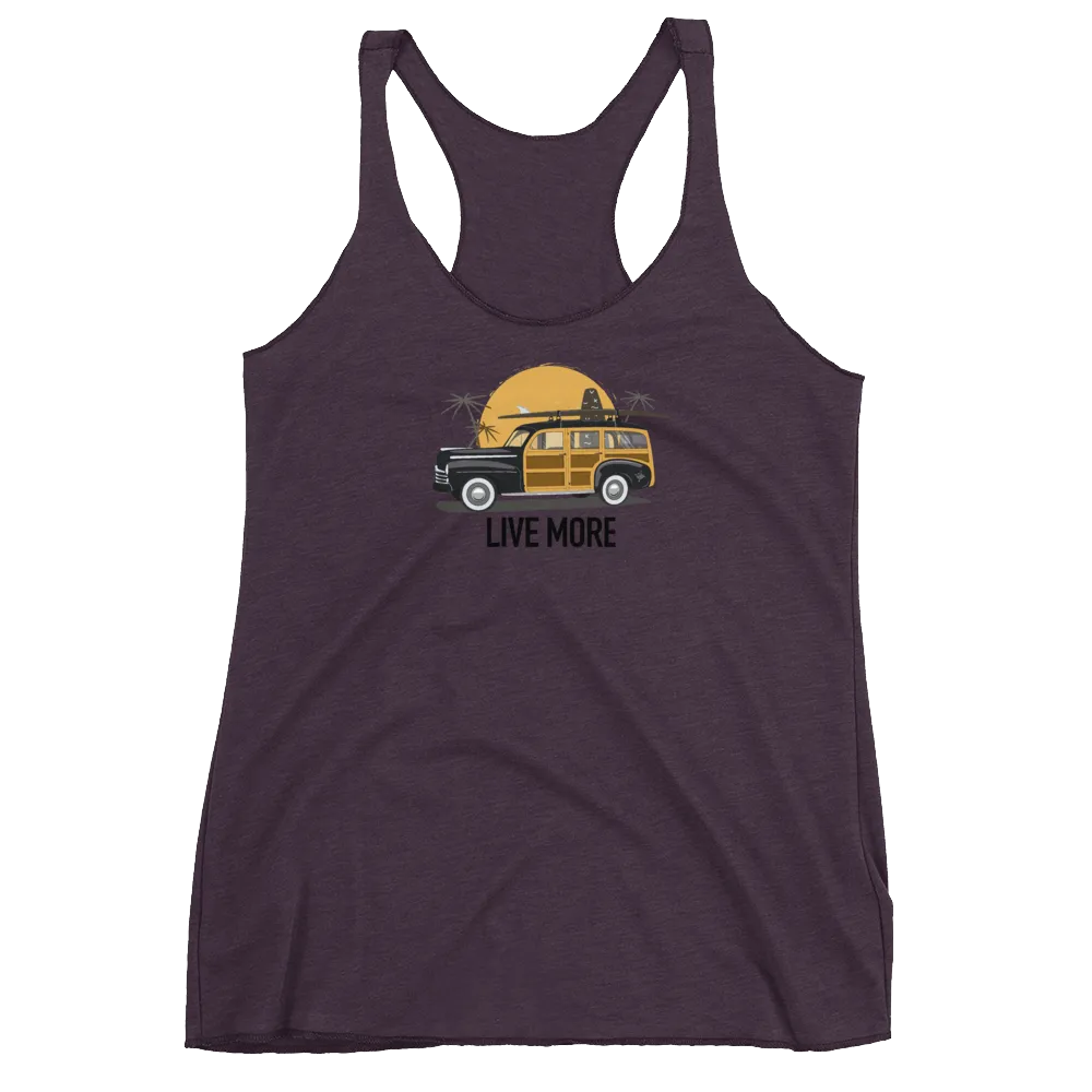 Live More Beach Vibes Women's Racerback Tank