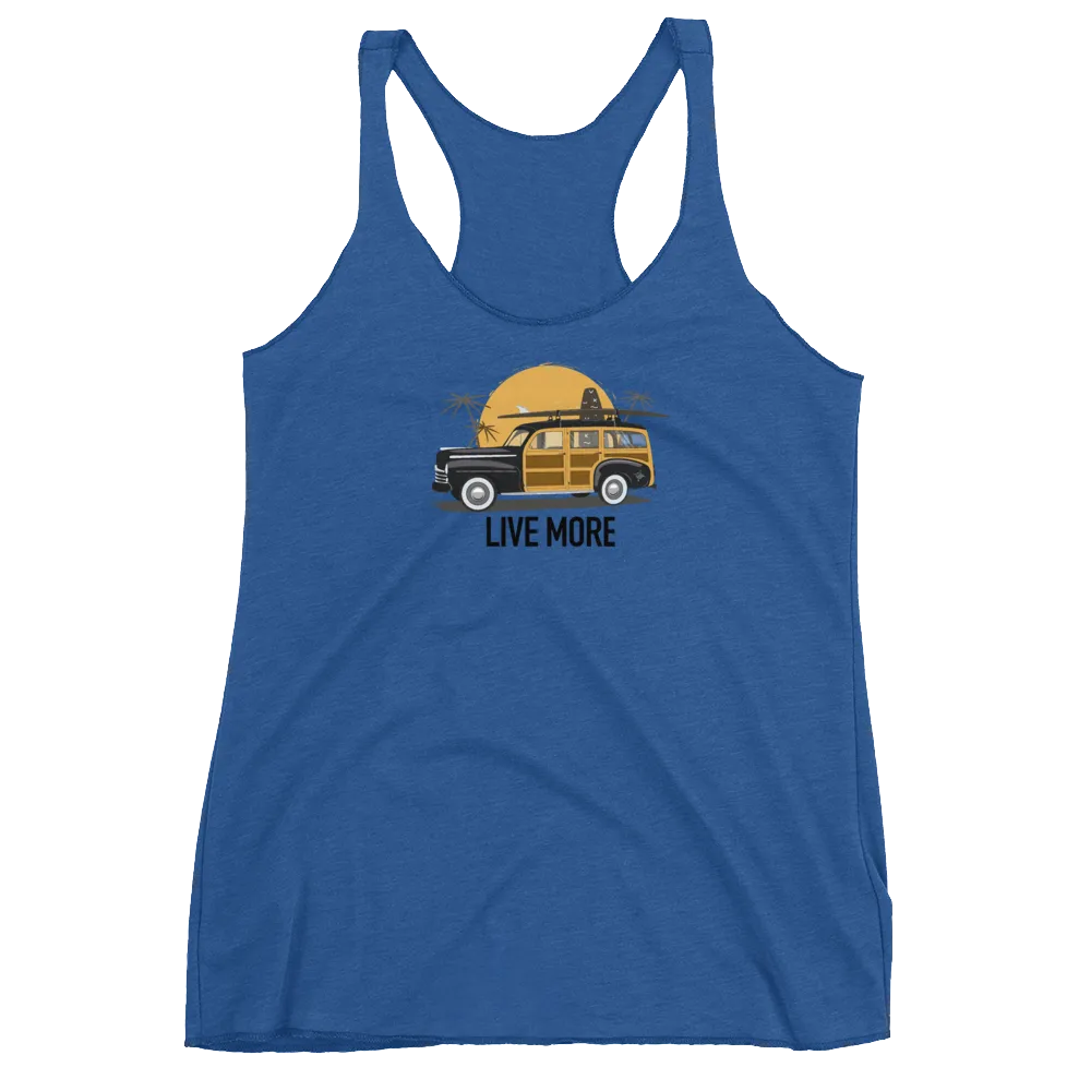 Live More Beach Vibes Women's Racerback Tank
