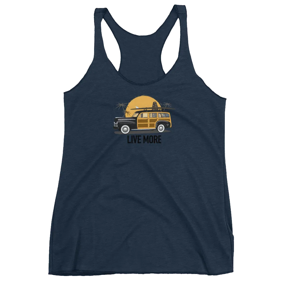 Live More Beach Vibes Women's Racerback Tank