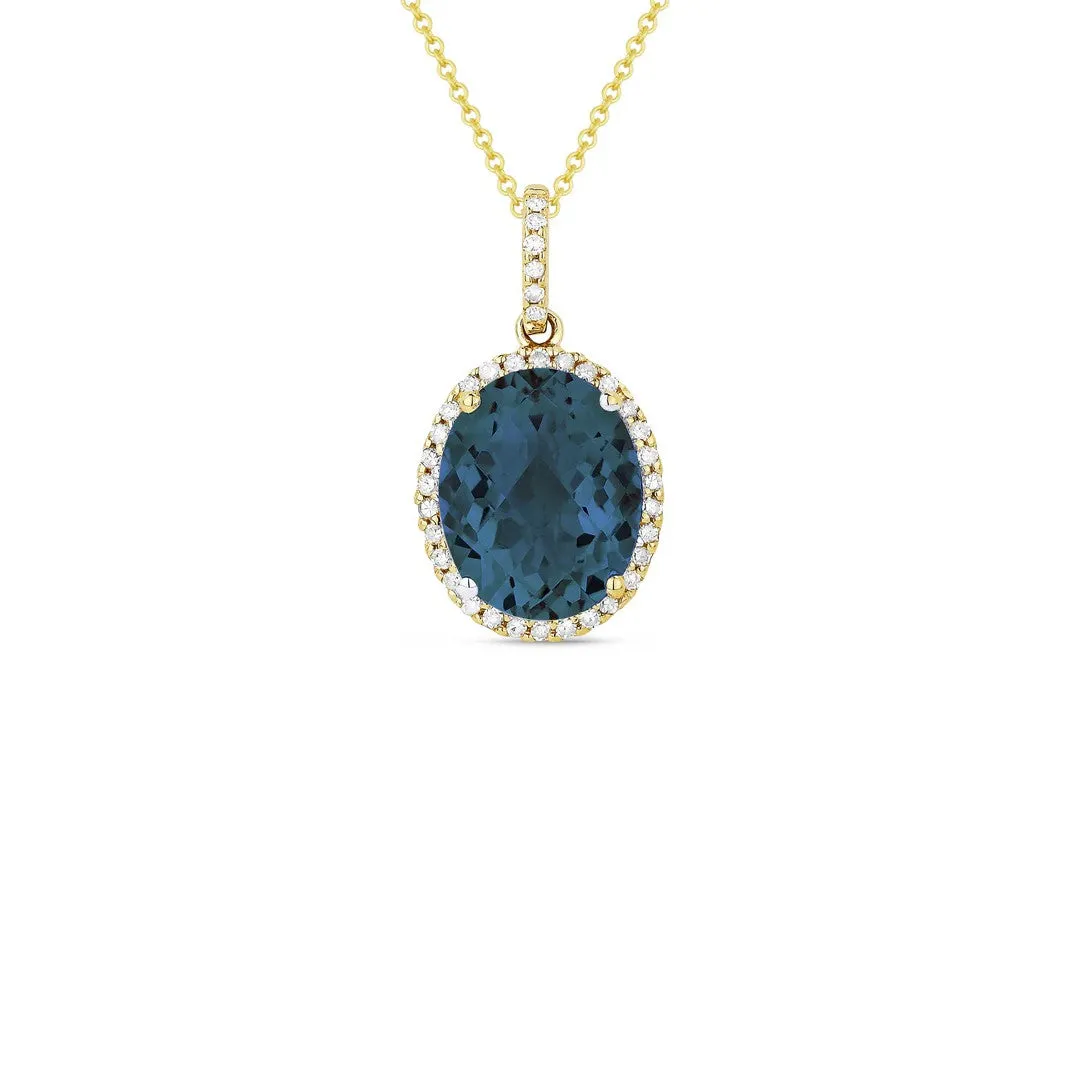 London Blue Topaz & Diamond Oval Necklace