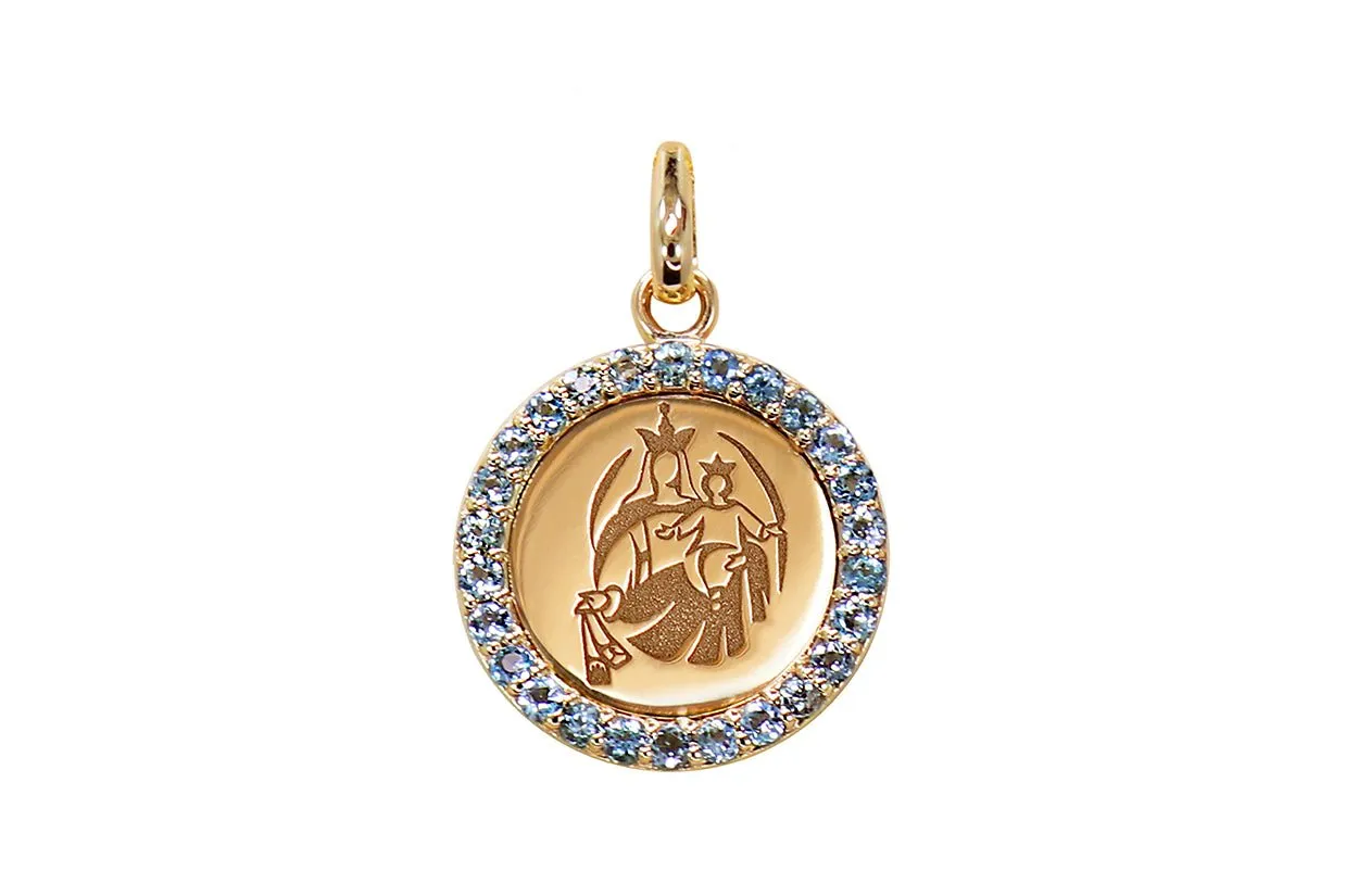 Medal Our Lady of Mount Carmen | Virgen del Carmen Gold & Aquamarine