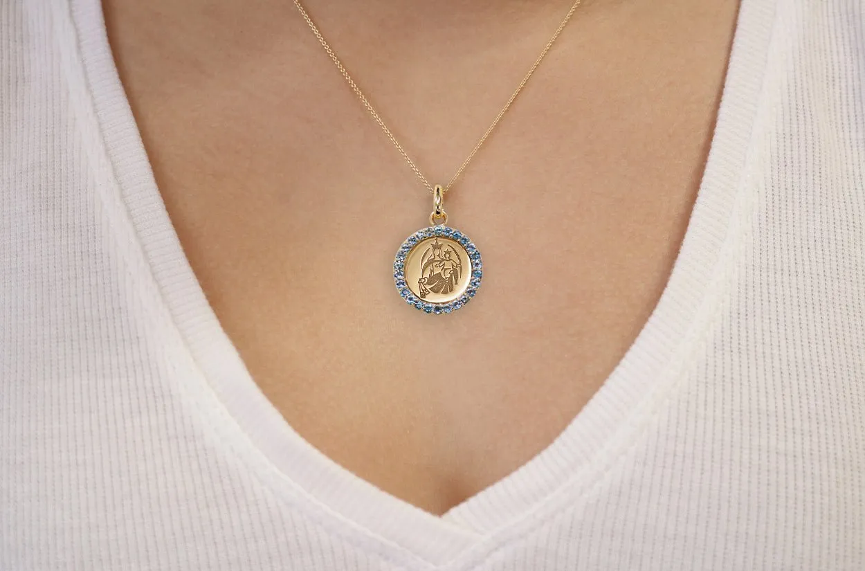 Medal Our Lady of Mount Carmen | Virgen del Carmen Gold & Aquamarine
