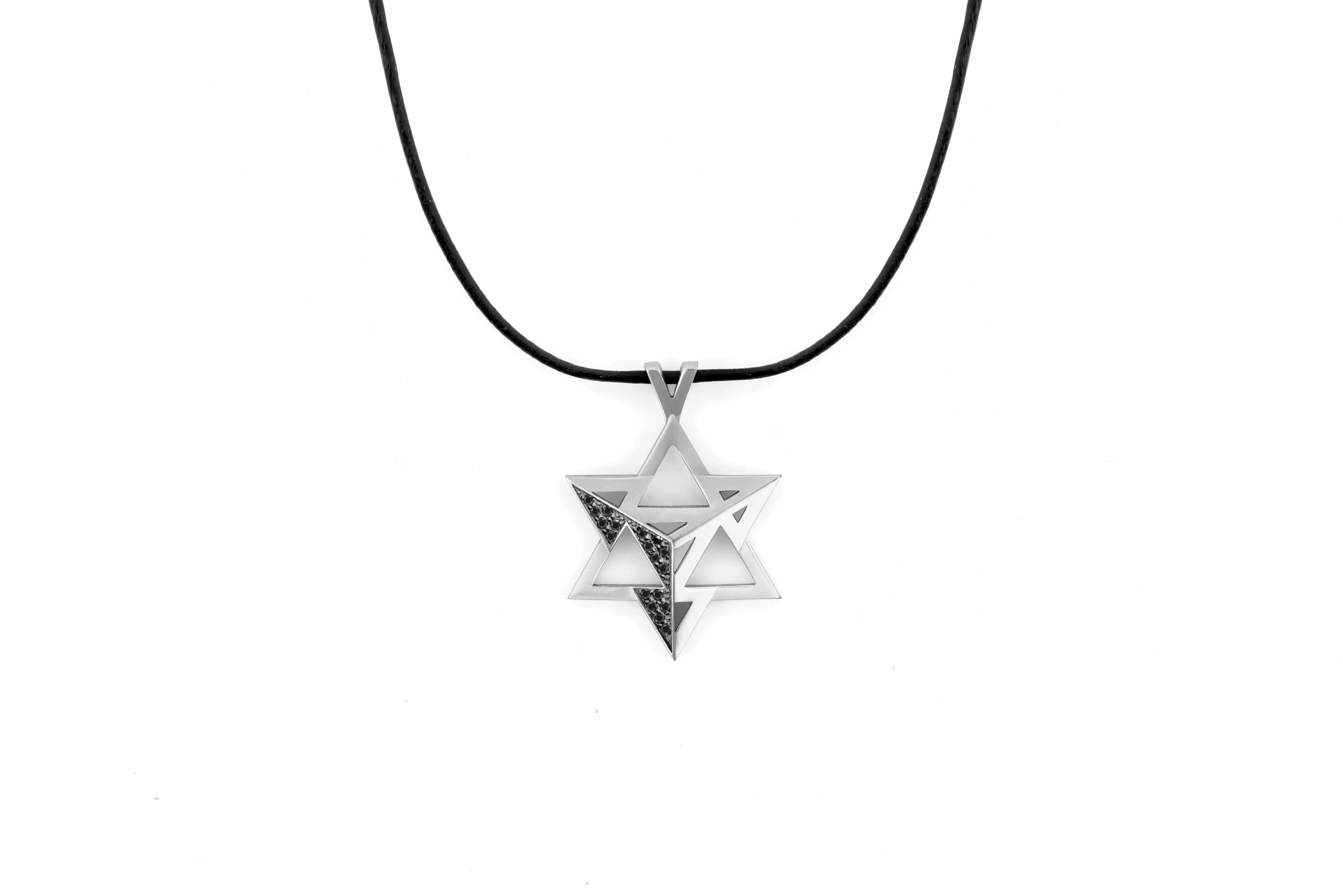 Merkavah Pendant set with Black Colored Diamond
