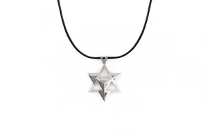 Merkavah Pendant set with Blue Colored Diamond and Decorated with Black Rhodium