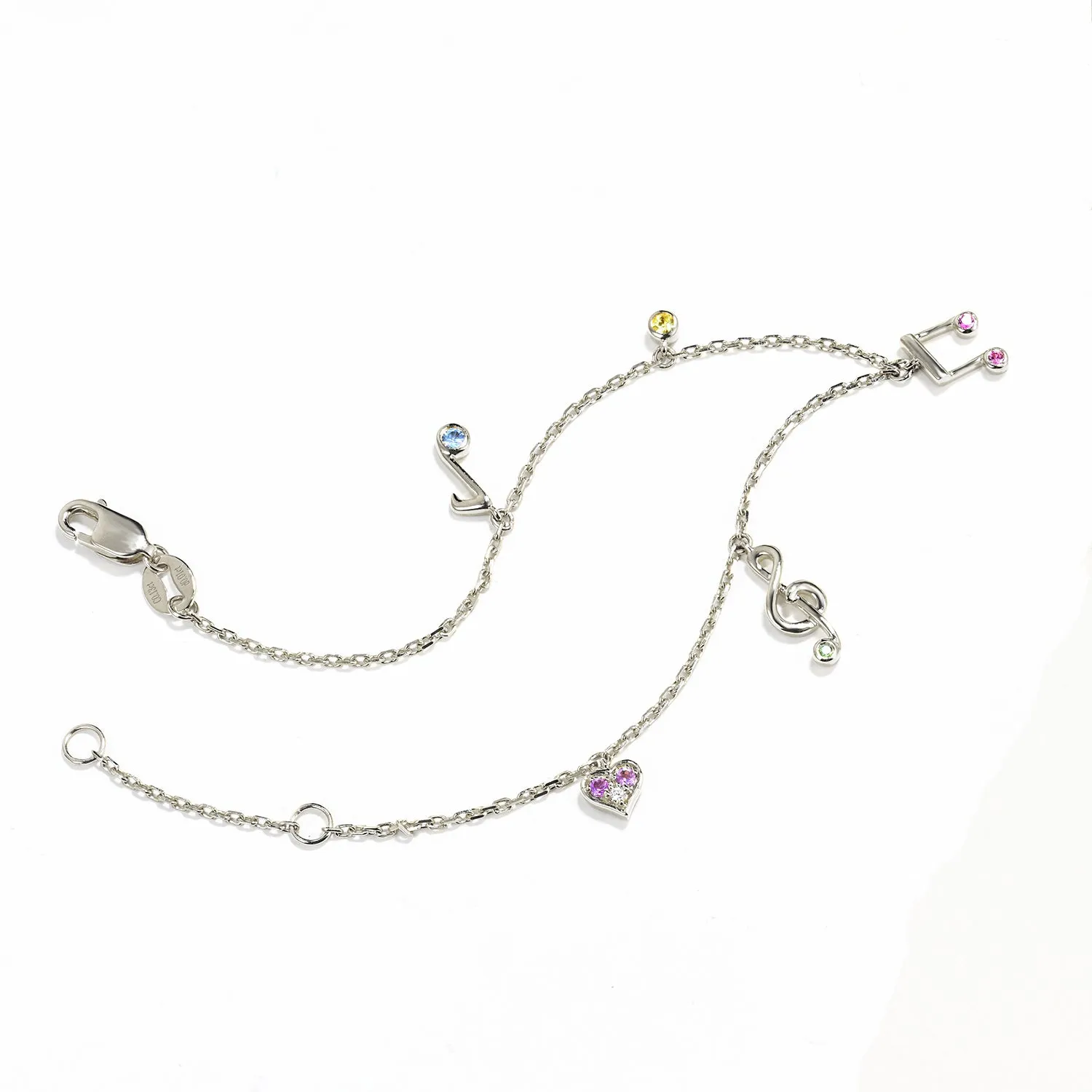 Multi Gems Musical Note Charm Bracelet