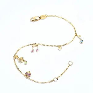 Multi Gems Musical Note Charm Bracelet