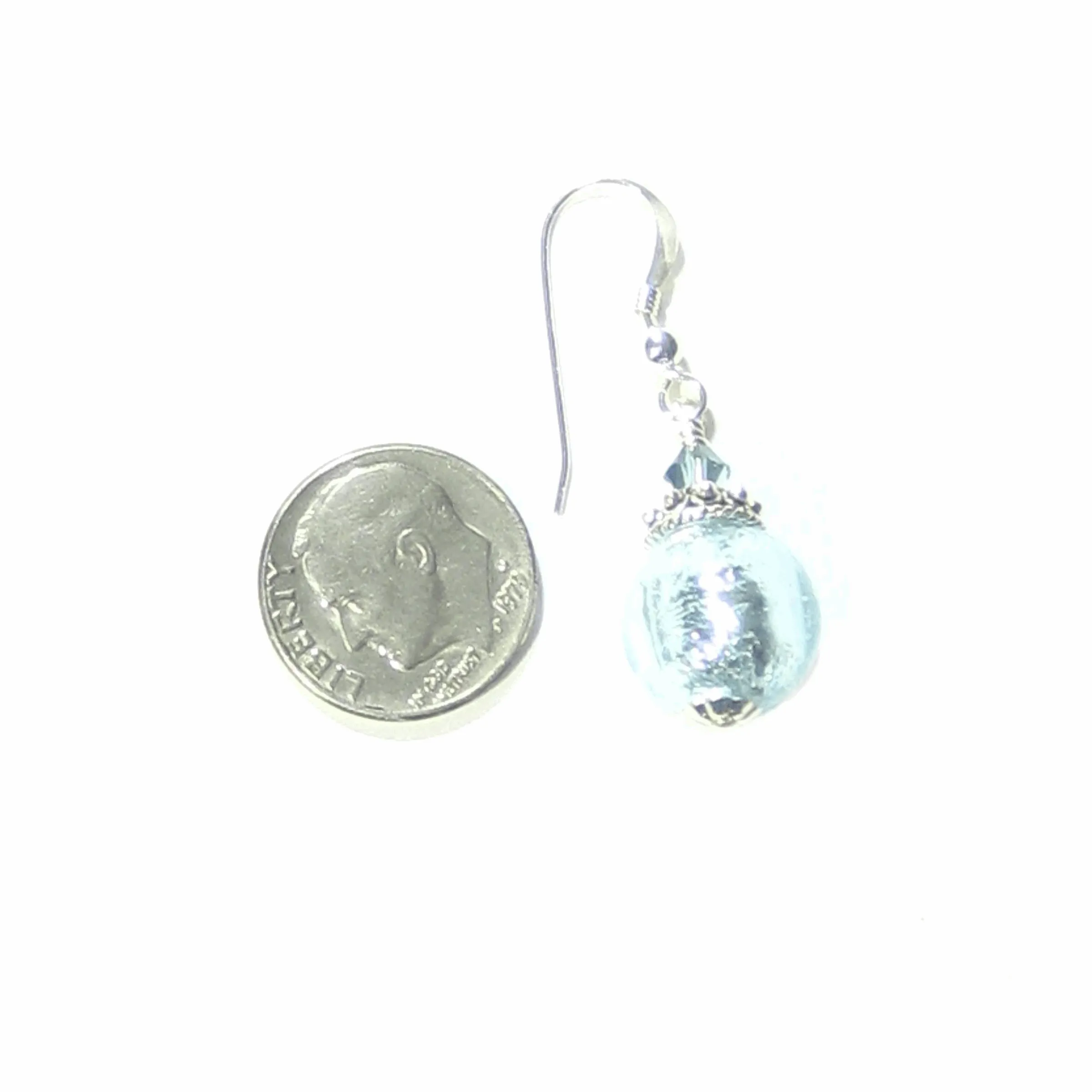 Murano Glass Aquamarine Ball Clip-on Earrings by JKC Murano