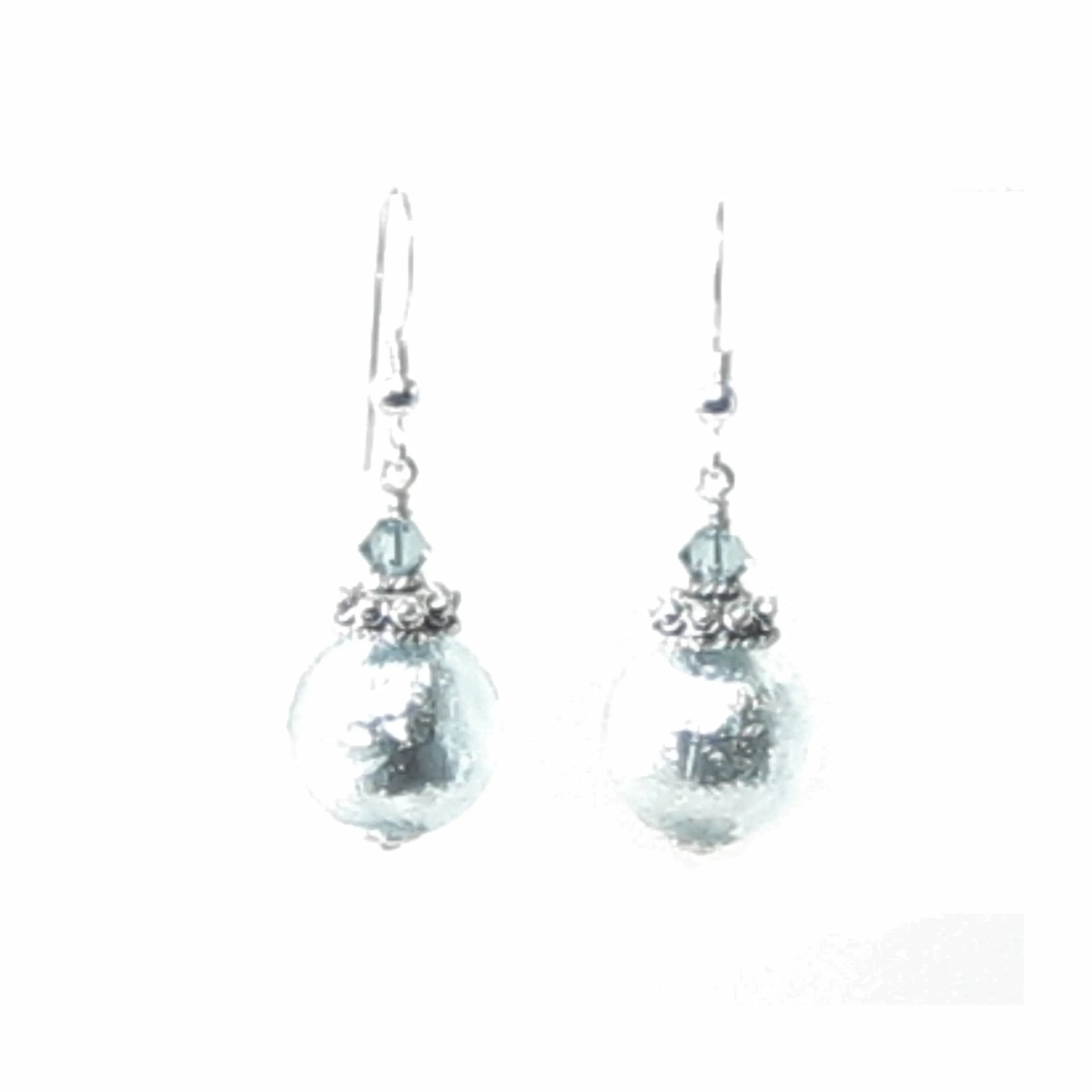 Murano Glass Aquamarine Ball Clip-on Earrings by JKC Murano