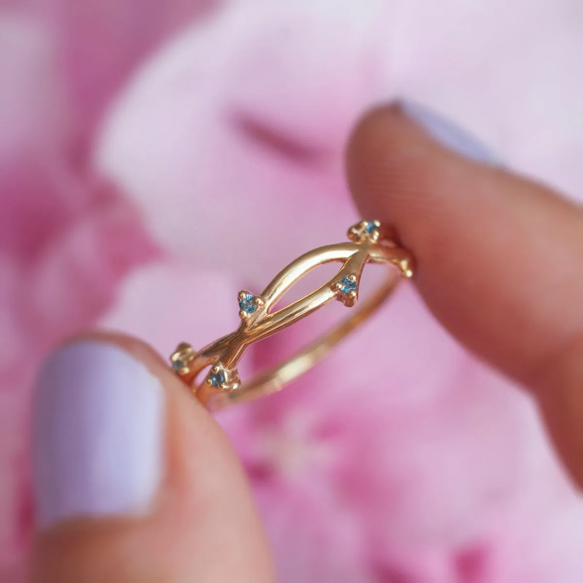 Naia Branch Twig Band with London Blue Topaz