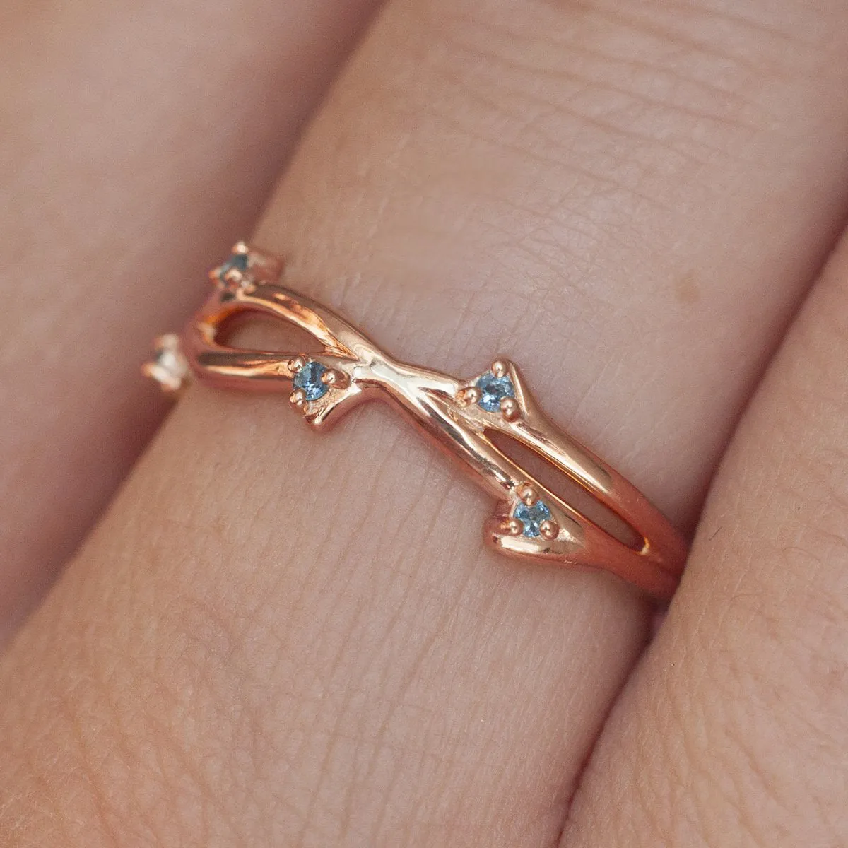 Naia Branch Twig Band with London Blue Topaz