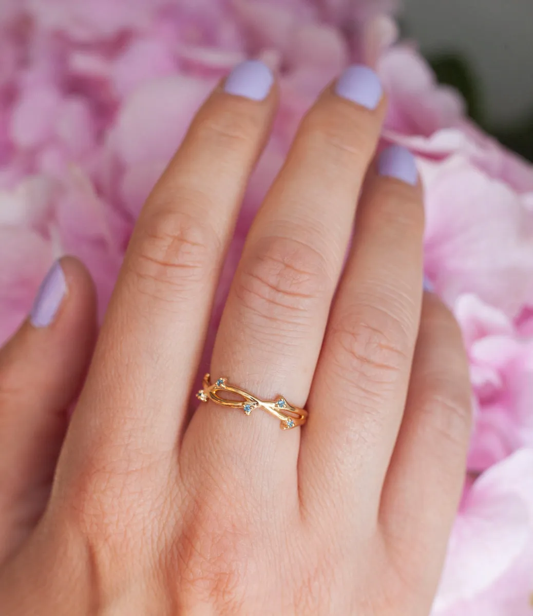 Naia Branch Twig Band with London Blue Topaz
