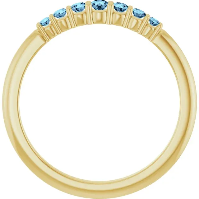Natural Aquamarine Round Cut Stackable Half Band