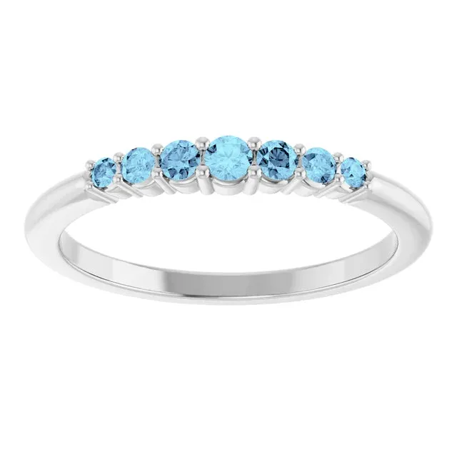 Natural Aquamarine Round Cut Stackable Half Band