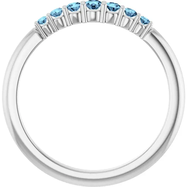 Natural Aquamarine Round Cut Stackable Half Band