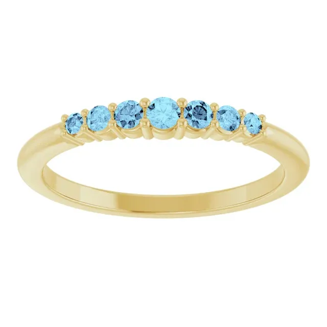 Natural Aquamarine Round Cut Stackable Half Band