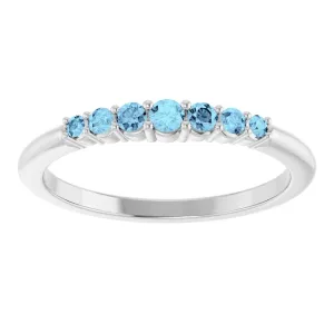 Natural Aquamarine Round Cut Stackable Half Band
