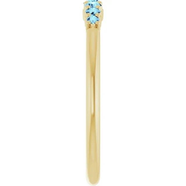 Natural Aquamarine Round Cut Stackable Half Band