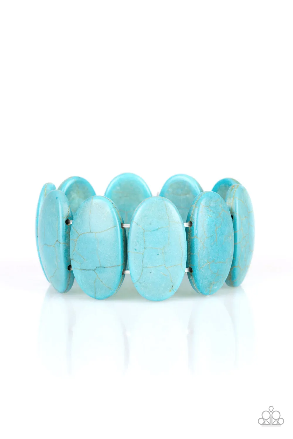 Paparazzi " Dramatically Nomadic " Oval Blue Crackle Stone Stretch Bracelet