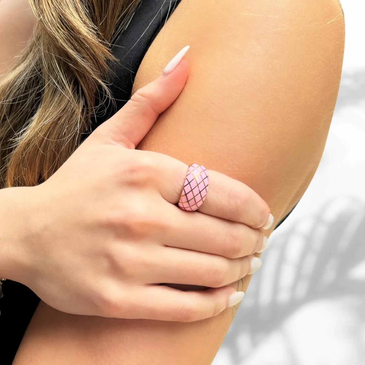 Pink & Gold Adjustable Fashion Ring
