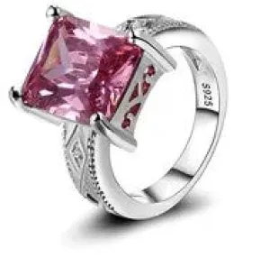 Pink Large made Topaz stone ring
