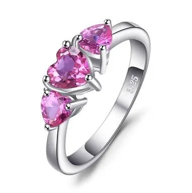 Pink made Topaz Triology Ring