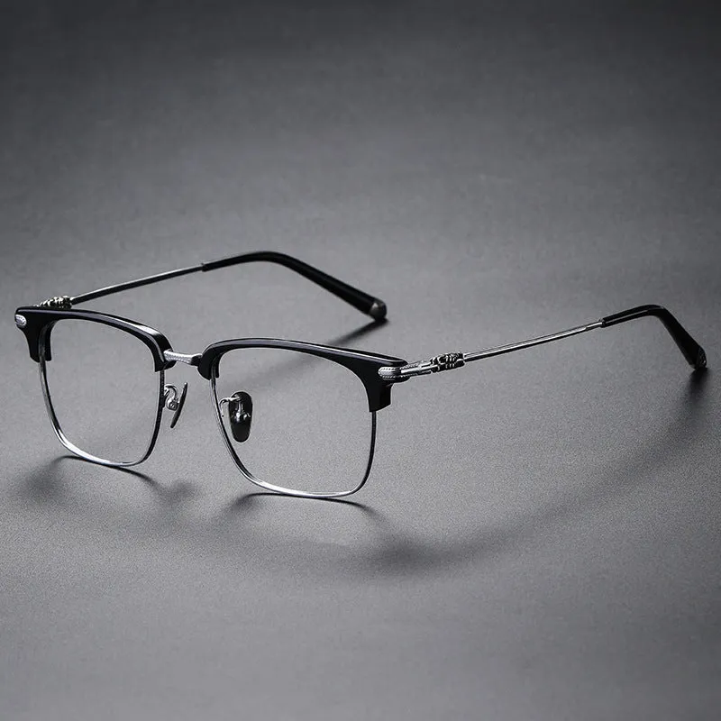 Pirro Browline Titanium Rectangle Glasses Frame