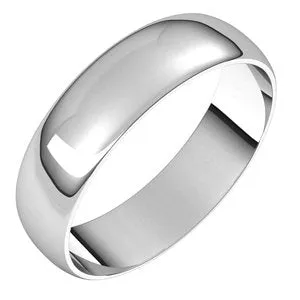 Platinum 5 mm Half Round Ultra-Light Band Size 10.5