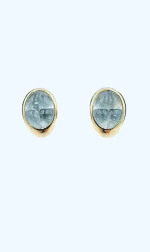 Pomellato Aquamarine 18k Yellow Gold Clip On Earrings